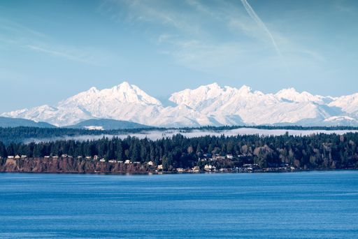 Olympic Mountains and Bainbridge Island, seen from Magnolia, Seattle